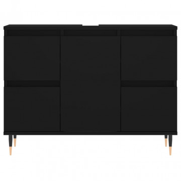 Dulap pentru baie, negru, 80x33x60 cm, lemn compozit - Img 8