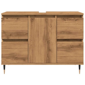 Dulap pentru baie stejar artizanal, 80x33x60 cm, lemn prelucrat - Img 4