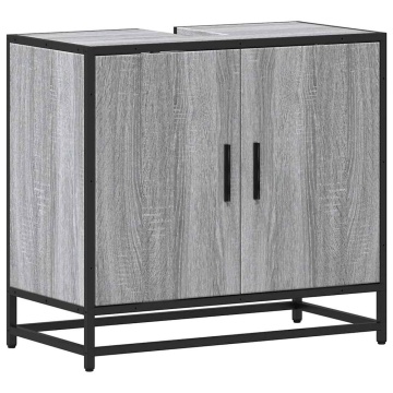 Dulap pentru chiuvetă de baie gri Sonoma 65x33x60 cm lemn - Img 2
