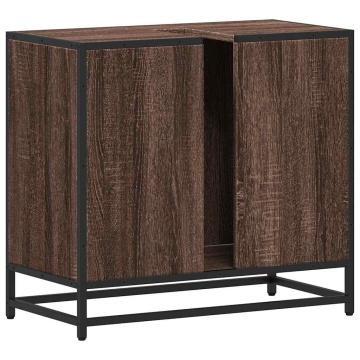 Dulap pentru chiuvetă de baie stejar maro 65x33x60 cm lemn - Img 6