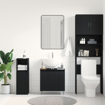 Dulap pentru chiuvetă de baie Stejar Negru 58x33x60 cm Lemn prelucrat - Img 4