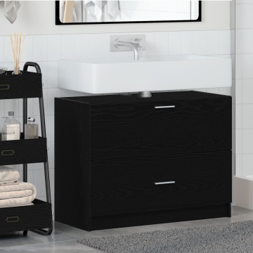 Dulap pentru chiuvetă Negru Stejar 78x37x59 cm Lemn prelucrat - Img 1