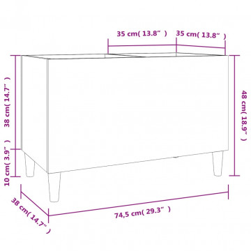 Dulap pentru discuri, negru, 74,5x38x48 cm, lemn prelucrat - Img 7