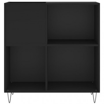 Dulap pentru discuri negru 84,5x38x89 cm lemn compozit - Img 4