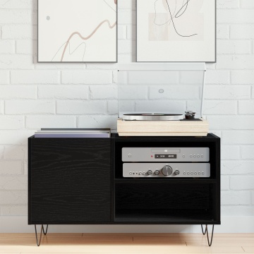 Dulap pentru Discuri Stejar Negru 84,5x38x48 cm Lemn Prelucrat - Img 4