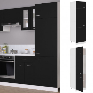 Dulap pentru frigider, negru, 60 x 57 x 207 cm, PAL - Img 1