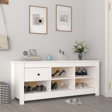 Dulap pentru pantofi, alb, 110x38x45,5 cm, lemn masiv pin - Img 1