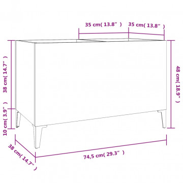 Dulap pt discuri, alb extralucios 74,5x38x48 cm lemn prelucrat - Img 7