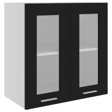 Dulap suspendat din sticlă, negru, 60 x 31 x 60 cm, PAL - Img 1