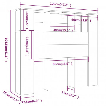Dulap tăblie, gri beton, 120x18,5x104,5 cm - Img 5