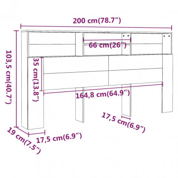 Dulap tăblie, gri beton, 200x19x103,5 cm - Img 5