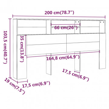 Dulap tăblie, gri sonoma, 200x19x103,5 cm - Img 5