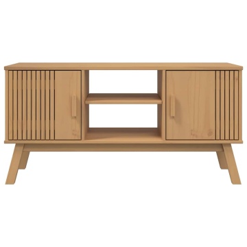 Dulap TV „OLDEN”, maro, 114x43x57 cm, lemn masiv pin - Img 5