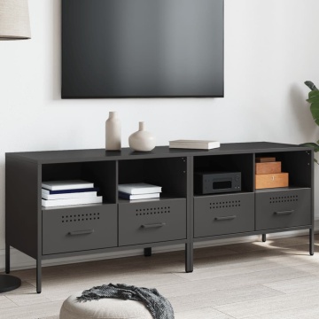 Dulap TV, 2 buc., negru, 68x39x50,5 cm, oțel laminat la rece - Img 1