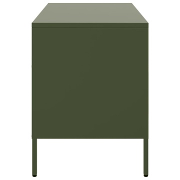 Dulap TV, 2 buc., verde măsliniu, 68x39x50,5 cm, oțel laminat - Img 7