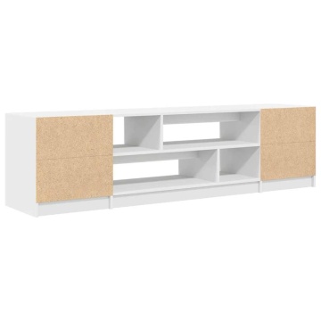 Dulap TV alb 188,5x41x50 cm lemn prelucrat - Img 7