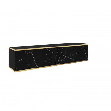 Dulap TV Bari BA01 negru - marmura regala neagra 135 cm 2D - Img 1