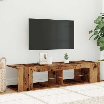 Dulap TV cu lumini LED lemn vechi 135x39x30 cm lemn prelucrat - Img 4