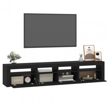 Dulap TV cu lumini LED, negru, 210x35x40 cm - Img 5