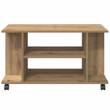 Dulap TV cu roți, stejar artizanal, 80x40x45 cm, lemn prelucrat - Img 4