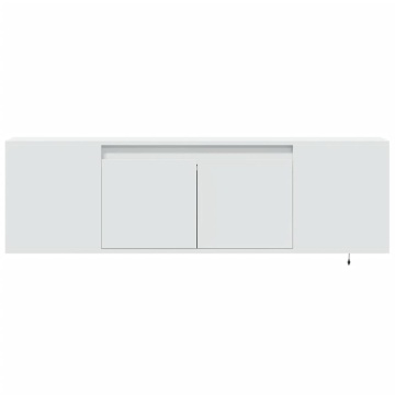 Dulap TV de perete cu lumini LED, alb, 135x31x39,5 cm - Img 5