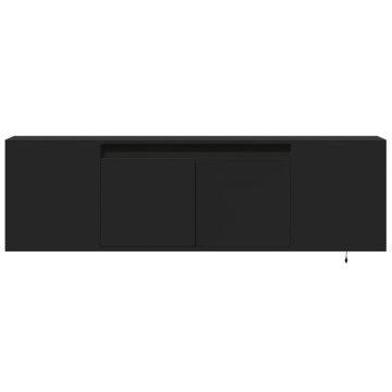 Dulap TV de perete cu lumini LED, negru, 135x31x39,5 cm - Img 5