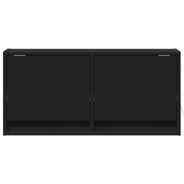 Dulap TV de perete cu lumini LED negru 80x31x38 cm - Img 5