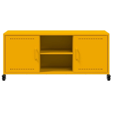 Dulap TV, galben muștar, 100,5x39x43,5 cm, oțel laminat la rece - Img 5