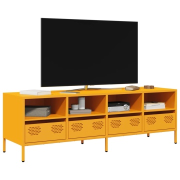 Dulap TV, galben muștar, 135x39x43,5 cm, oțel laminat la rece - Img 1