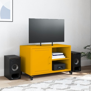 Dulap TV, galben muștar, 68x39x43,5 cm, oțel laminat la rece - Img 3