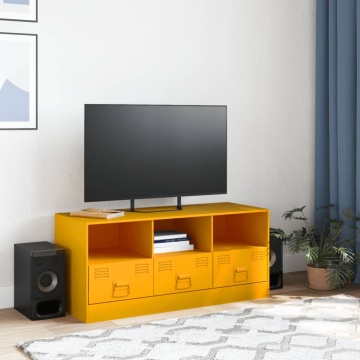 Dulap TV, galben muștar, 99x39x44 cm, oțel - Img 3