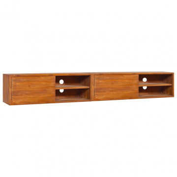 Dulap TV montat pe perete, 180 x 30 x 30 cm, lemn masiv de tec - Img 1