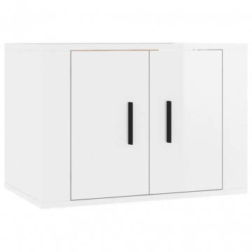 Dulap TV montat pe perete, alb extralucios, 57x34,5x40 cm - Img 2