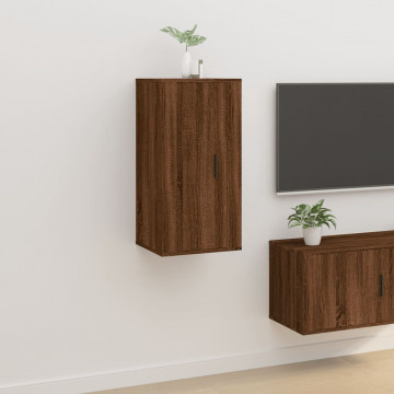 Dulap TV montat pe perete, stejar maro, 40x34,5x80 cm - Img 1