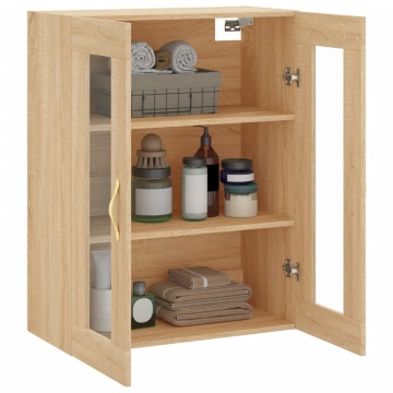 Dulap TV montat pe perete, stejar sonoma, 69,5x34x90 cm - Img 8