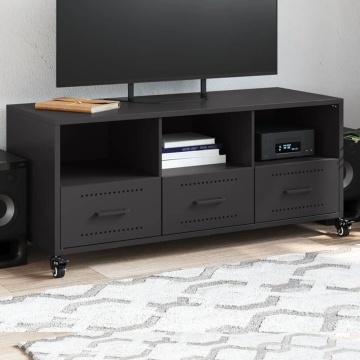 Dulap TV, negru, 100,5x39x43,5 cm, oțel laminat la rece - Img 1
