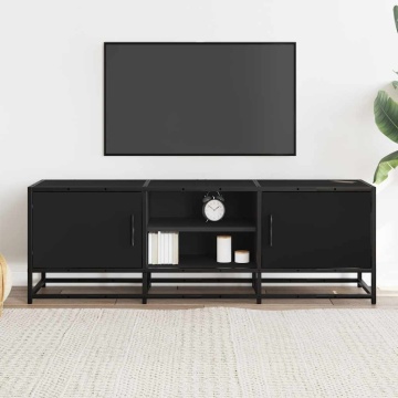 Dulap TV, negru, 120x35x41 cm, lemn prelucrat și metal - Img 3