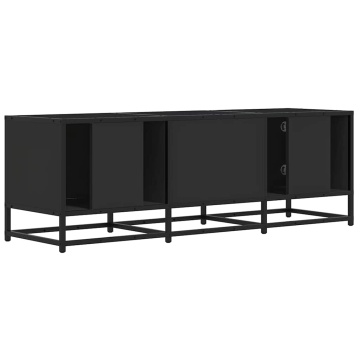 Dulap TV, negru, 120x35x41 cm, lemn prelucrat și metal - Img 5