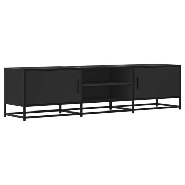 Dulap TV, negru, 160x35x41 cm, lemn prelucrat și metal - Img 2