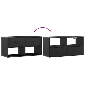 Dulap TV, negru, 80x31x39,5 cm, lemn prelucrat și metal - Img 6