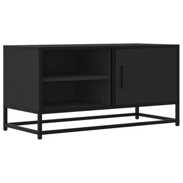 Dulap TV, negru, 80x34,5x40 cm, lemn prelucrat și metal - Img 2