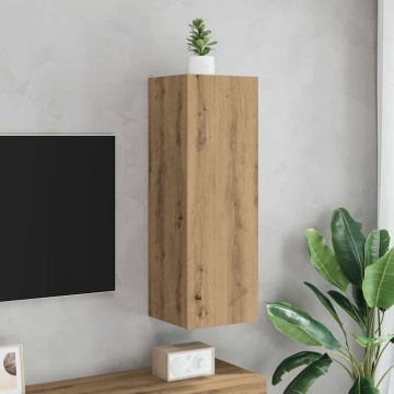 Dulap TV, stejar artizanal, 30,5x30x90 cm, lemn prelucrat - Img 3