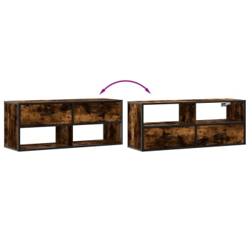 Dulap TV stejar fumuriu 100x31x39,5 cm, lemn prelucrat și metal - Img 6