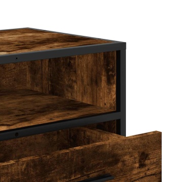 Dulap TV stejar fumuriu, 100x34,5x40 cm lemn prelucrat și metal - Img 7