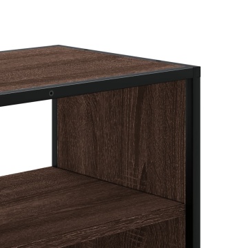 Dulap TV, stejar maro, 100x31x39,5 cm, lemn prelucrat și metal - Img 7
