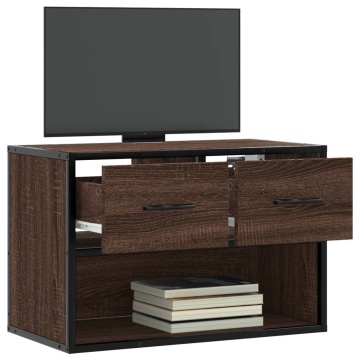 Dulap TV, stejar maro, 60x31x39,5 cm, lemn prelucrat și metal - Img 3