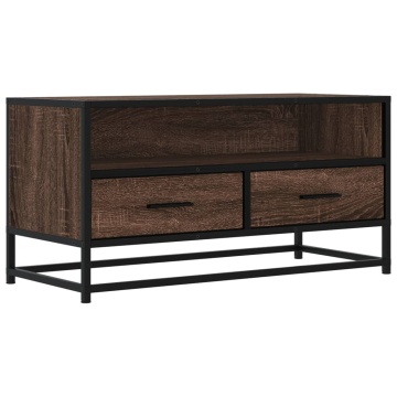 Dulap TV, stejar maro, 80x34,5x40 cm, lemn prelucrat și metal - Img 2