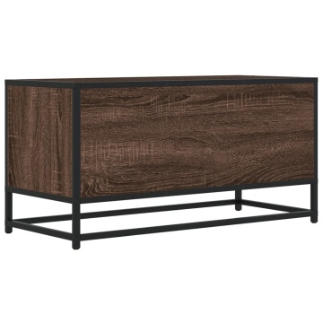 Dulap TV, stejar maro, 80x34,5x40 cm, lemn prelucrat și metal - Img 5
