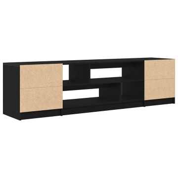 Dulap TV Stejar Negru 188,5x41x50 cm Lemn prelucrat - Img 7