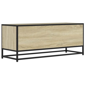 Dulap TV stejar sonoma, 100x34,5x40 cm, lemn prelucrat și metal - Img 5